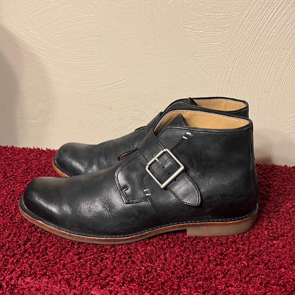 UGG Australia Mens Black Leather Ankle Strap Buckle Chukka Monk US Size 9